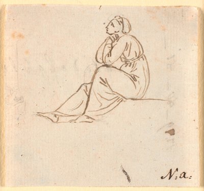 Seated Female Figure in Profile to the Left by Nicolai Abildgaard