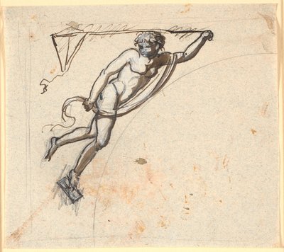 Floating figure with a dragon in hand by Nicolai Abildgaard