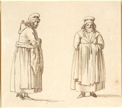 Two peasant women with scarves over their mouths, one in profile the other seen from the front by Nicolai Abildgaard
