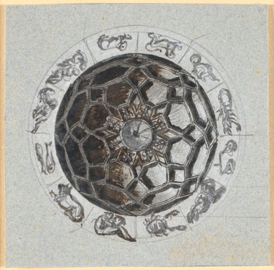 Draft for a Geometric Decoration of a Dome; Around the Zodiac Signs by Nicolai Abildgaard