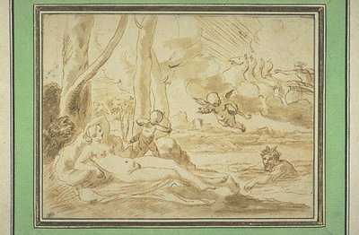 Jupiter and Antiope by Nicolas (attr.to) Poussin