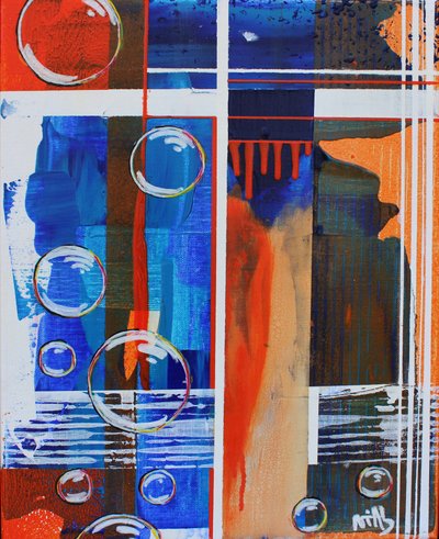 Abstract Blue Orange Bubbles by Nicolas Alsterdal
