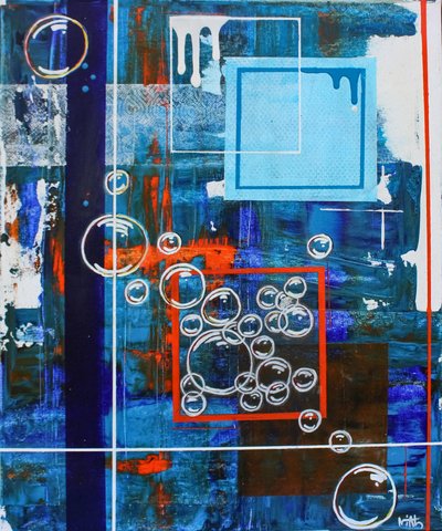 Geometric Bubbles Blue Orange by Nicolas Alsterdal