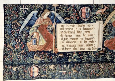 Hanging of the Revelation (1373-1383), Angels Carrying Instruments of the Passion by Nicolas Bataille