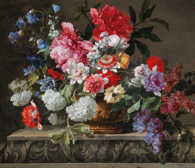 Still life of roses, tulips, anemones and lilac by Nicolas Baudesson