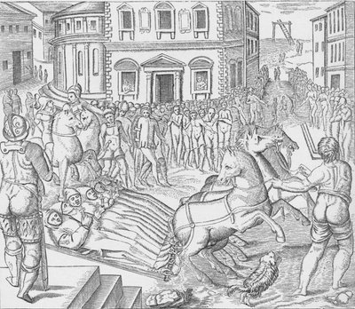 Execution of Three Carthusian Martyrs, Tyburn, London by Nicolas Beatrizet