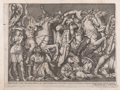 Speculum Romanae Magnificentiae: Battle of the Amazons by Nicolas Beatrizet