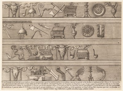 Speculum Romanae Magnificentiae: Sacrificial Instruments Based on Ancient Reliefs, ca. 1550-75 by Nicolas Beatrizet.
