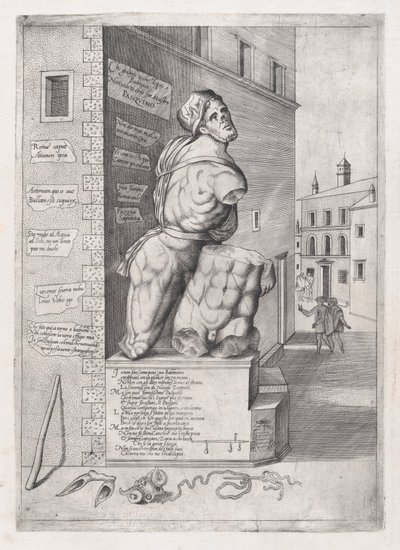 Speculum Romanae Magnificentiae: Statue of Pasquin in the House of Cardinal Ursino, 16th Century by Nicolas Beatrizet