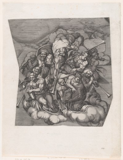 Trumpeting Angels from The Last Judgment, after Michelangelo by Nicolas Beatrizet