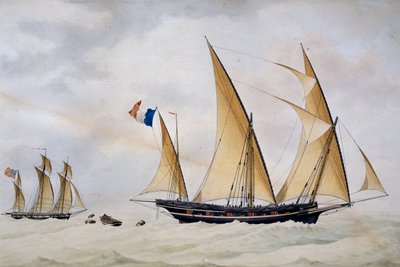 Santo Stefano di Laigueglia xebec being chased by English privateer by Nicolas Cammillieri