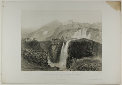 Waterfalls of Tivoli, plate eighteen from Italy Monumental and Picturesque by Nicolas Chapuy