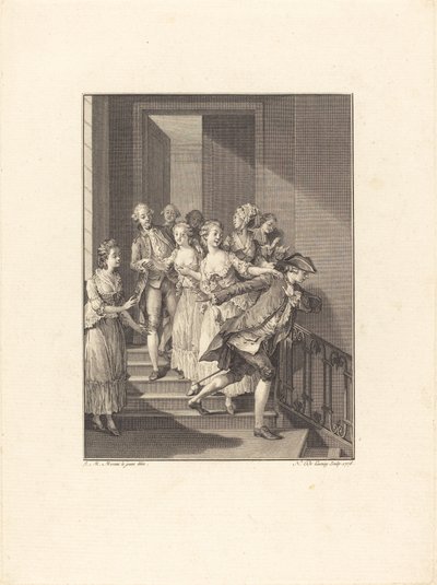 Saint-Preux Leaves the House of Worldly Women by Nicolas Delaunay after Jean Michel Moreau