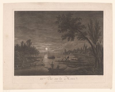 Night View of the Meuse with Fishermen by Nicolas Dufour