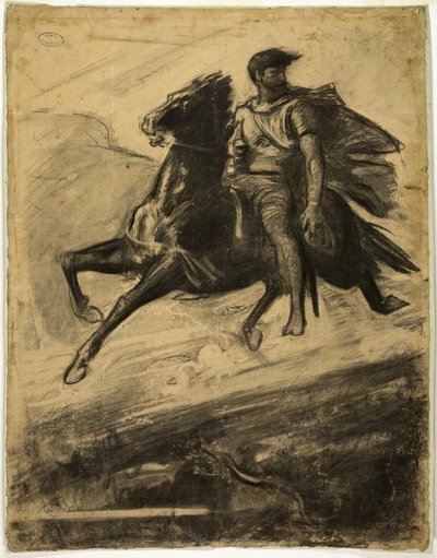 Man Riding a Horse through the Air by Nicolas François Chifflart