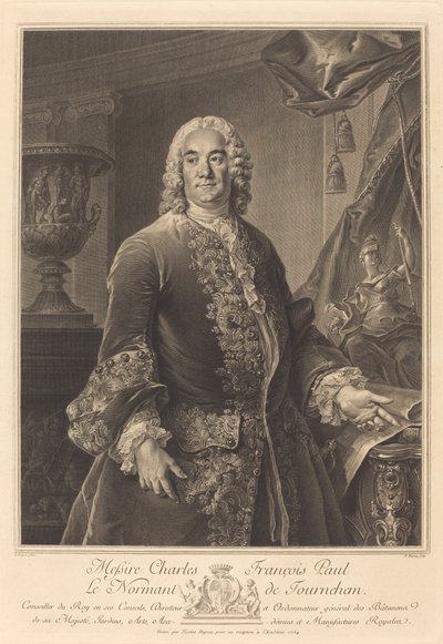 Charles Francois Paul Le Normant de Tournehem by Nicolas Gabriel Dupuis after Louis Tocqué