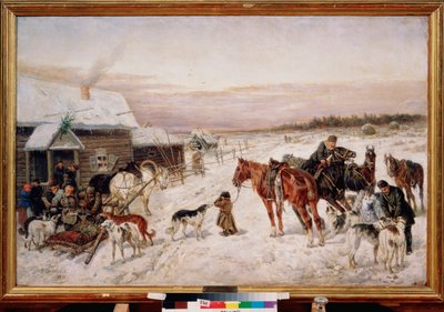 Before a Pub in Winter by Nicolas Gregorovitch Svertschkoff