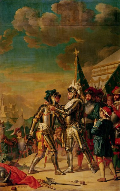 Henri II (1519-59) Giving the Chain of the Order of Saint-Michel to Gaspard de Saulx (1509-73) Count of Tavannes, after the Battle of Renty, 13th August 1554, 1789 by Nicolas Guy Brenet
