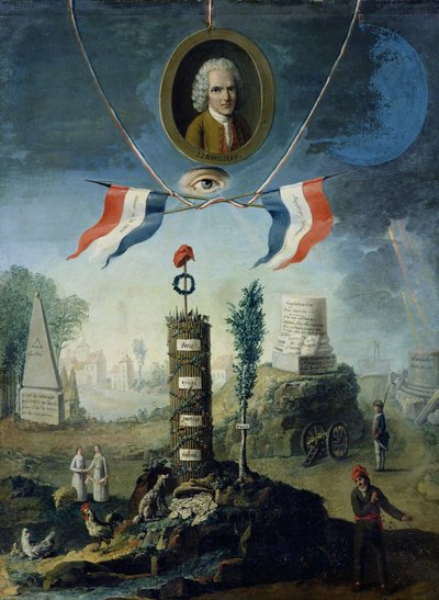 An Allegory of the Revolution with a portrait medallion of Jean-Jacques Rousseau by Nicolas Henri Jeaurat de Bertry