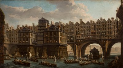 Sailors Jousting, Between the Pont Notre Dame and the Pont-Au-Change, Paris, 1756 by Nicolas Jean Baptiste Raguenet