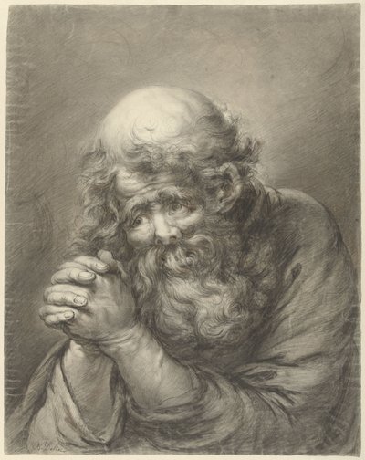 Old Man with Beard and Folded Hands by Nicolas Joseph Delin