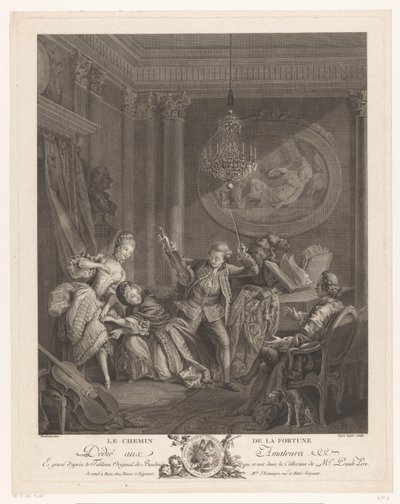 A Violinist and Two Young Women in an Interior, a Seated Man Watches by Nicolas Joseph Voyez