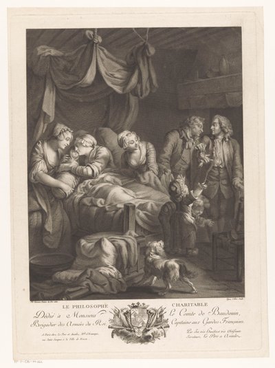 Woman with Baby in a Maternity Bed, Surrounded by Other Figures (Le Philosophe Charitable) by Nicolas Joseph Voyez