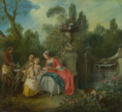 A Lady in a Garden Taking Coffee with Some Children by Nicolas Lancret