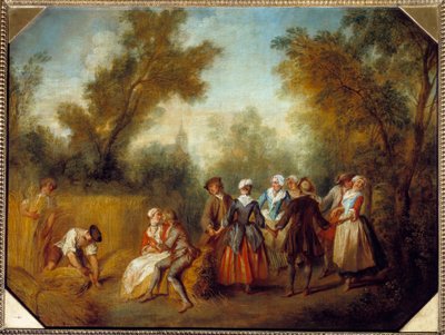 Summer Country Party Scene at Harvest Time by Nicolas Lancret