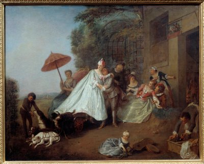 The Arrival of a Lady in a Car Pulled by Dogs by Nicolas Lancret