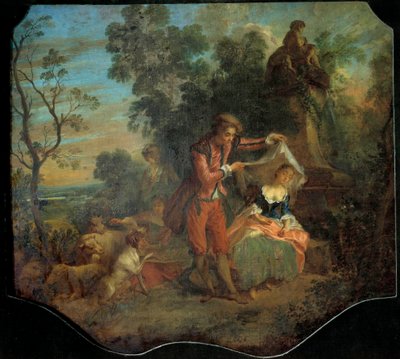 The shepherd indiscreet Bucolic Scene depicting a young shepherd lifting the veil under which a young shepherd is asleep (18th century) by Nicolas Lancret