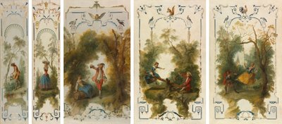 Wall Panels: The Gardener, Horticulture, The Vineyard, The See-Saw, The Swing by Nicolas Lancret