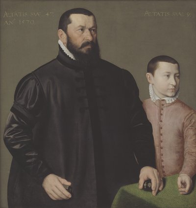 Portrait of the Nuremberg Goldsmith Hans Lencker and His 9-Year-Old Son Elisius the Younger by Nicolas Neufchatel