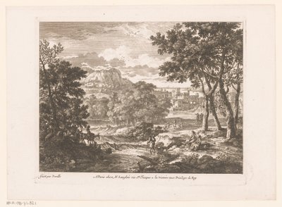 Mountain Landscape with Figures by River by Nicolas Perelle