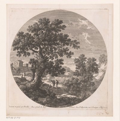 Landscape with Tree and Walkers by Nicolas Perelle