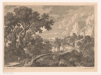 Landscape with Kneeling Figure by a Donkey by Nicolas Perelle