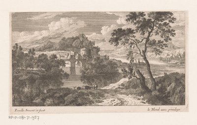 River Landscape with Bridge with Two Arches by Nicolas Perelle