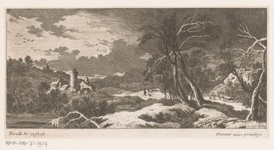 Winter Landscape with Houses and Tower by Nicolas Perelle