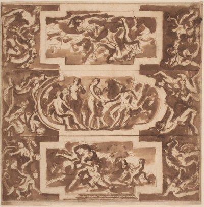 Modello for a Ceiling: Diana and the Dead Endymion, the Judgment of Paris, and the Death of Adonis by Nicolas Poussin