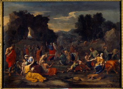 The Israelites collecting manna in the desert by Nicolas Poussin