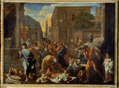 The Plague of Asdod says the Philistines struck by the Plague by Nicolas Poussin