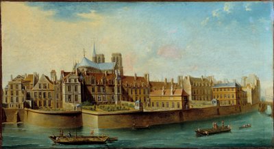 View of the Ile de la Cite with the apse of the Cathedrale Notre Dame and the Quai aux Fleurs from the Ile Saint Louis in Paris by Nicolas Raguenet