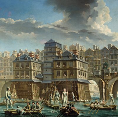 The Joute des mariniers between the Pont Notre-Dame and the Pont-au-Change (detail) by Nicolas Raguenet