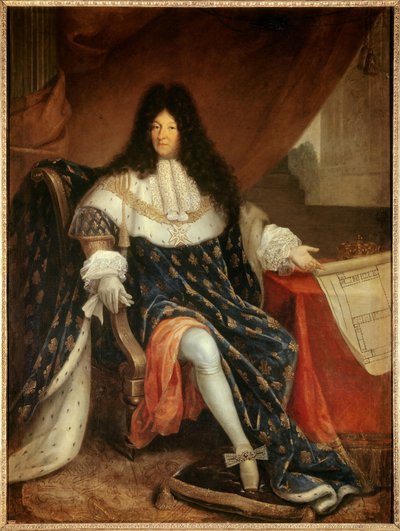 Portrait of Louis XIV Holding the Plan of the Royal House of Saint Cyr by Nicolas Rene Jollain