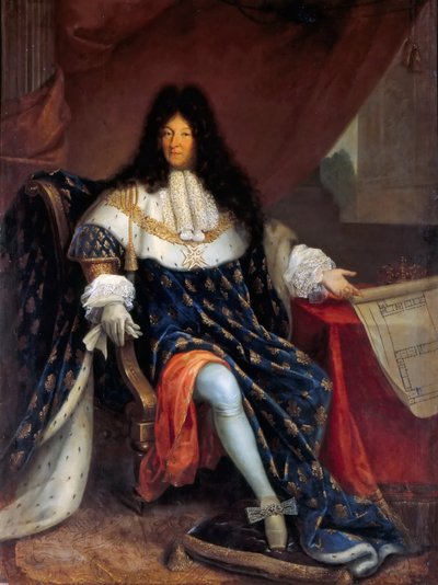 Portrait of Louis XIV Holding the Plan for the Maison Royale de Saint-Louis at Saint-Cyr by Nicolas Rene Jollain