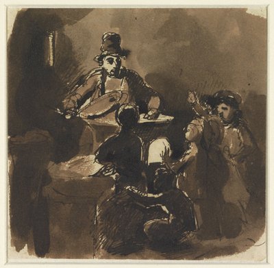 Children Around the Fire of a Chestnut Seller (?) by Nicolas Toussaint Charlet