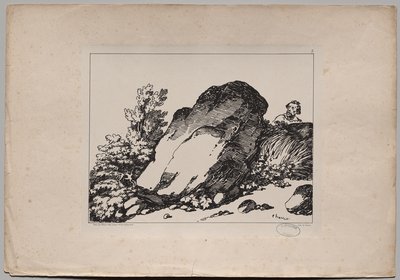Landscape with Large Rock by Nicolas Toussaint Charlet