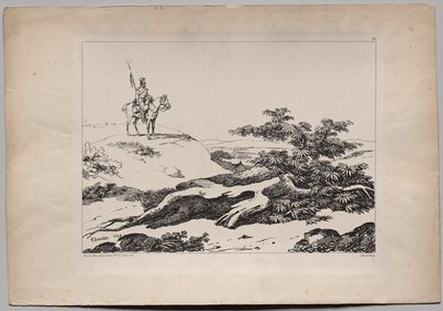 Soldier on Horse in Landscape by Nicolas Toussaint Charlet