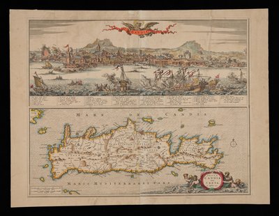 View of Candia and Map of Crete by Nicolas Visscher