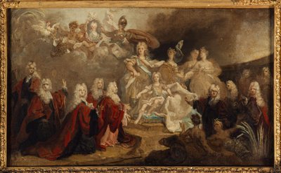 Allegory of the Engagement of Louis XV to the Infanta Marie-Anne-Victoire of Spain (1722), in 1722 by Nicolas de (workshop) Largilliere